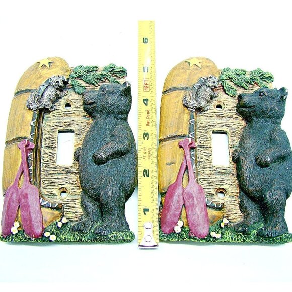 2 Resin Black Bear Canoe Single Light Switch Cover - Picture 6 of 7